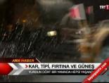 kar, tipi, fırtına ve güneş