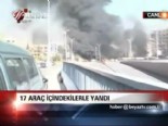 zincirleme kaza - 17 araç içindekilerle yandı Videosu