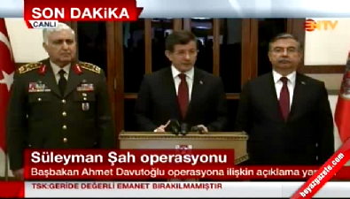 Başbakan Ahmet Davutoğlu'ndan Süleyman Şah açıklaması 