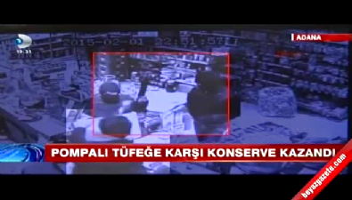 gasp istasyonu - Pompalı tüfekli gaspçılara konserve kutusuyla karşı koydu  Videosu