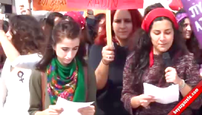 8 mart dunya kadinlar gunu - Kadına şiddete halaylı protesto Videosu