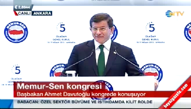 memur sen - Başbakan Ahmet Davutoğlu Memur-Sen kongresinde konuştu  Videosu