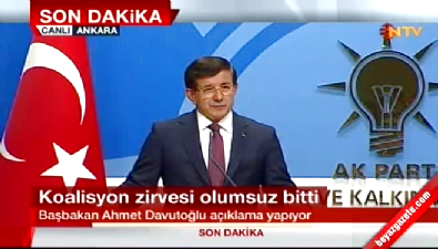 Ahmet Davutoğlu Koalisyon görüşmelerinin sonucunu açıklıyor !