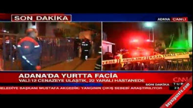 Adana'da kız öğrenci yurdunda yangın! MHP'li vekil Mevlüt Karakaya canlı yayına bağlandı