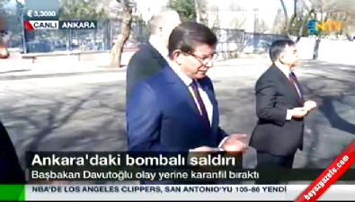 Başbakan Davutoğlu, Ankara saldırısının düzenlendiği sokakta 