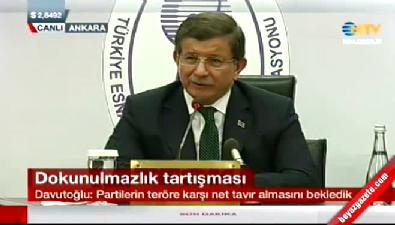 Başbakan Davutoğlu: Dokunulmazlıkları kaldıralım 