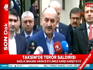 taksim - Sağlık Bakanı Mehmet Müezzinoğlu patlamaya ilişkin açıklamalar yaptı  Videosu