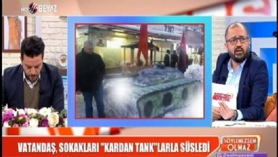 Çocuklar, kardan adam değil ''Kardan Tank'' yaptılar 