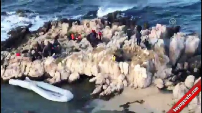 Göçmenler kayalıklarda mahsur kaldı  Videosu