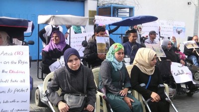 bedensel engelli - Gazzeli engellilerden 'Ebu Süreyya' için protesto gösterisi - GAZZE Videosu
