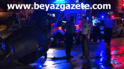 cetin emec - Polislerin içinde bulunduğu araç takla attı!  Videosu