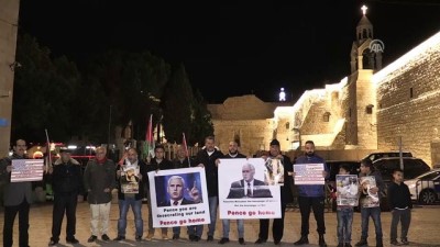 protesto - Batı Şeria'da Pence'in ziyareti protesto edildi - BEYTÜLLAHİM  Videosu