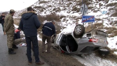  Takla atan otomobilin sürücüsü yaralandı 