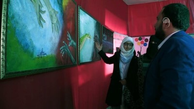 Suriyeli ressamlar Azez'de sergi açtı - AZEZ