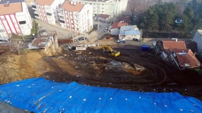 insaat alani -  Heyelan bölgesi havadan görüntülendi  Videosu