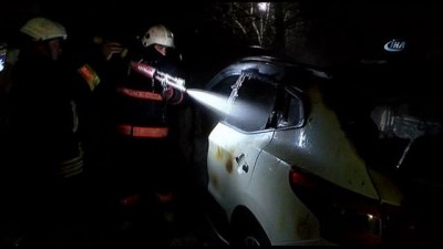 luks otomobil -  Yanan otomobilin alevleri başka bir otomobil ile ağaçlara sıçradı  Videosu