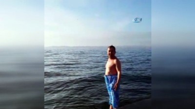 cep telefonu -  İstanbul’da bir vatandaş Ocak ayında denize girdi  Videosu