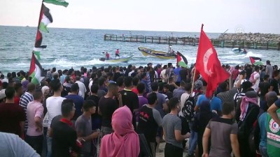 deniz kuvvetleri - Gazzeliler, İsrail ablukasının kaldırılması talebiyle sahile akın etti (1) - GAZZE Videosu