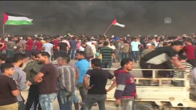 Filistinliler gösteri için Gazze sınırında toplanıyor (4) - HAN YUNUS