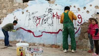 İdlibli grafiti sanatçısından Kaşıkçı'yla dayanışma resmi - İDLİB 