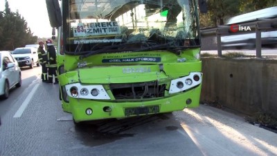  Halk otobüsü tankere çarptı: 3 yaralı