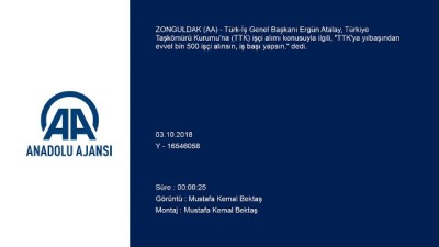 yilbasi - Türk-İş Genel Başkanı Atalay: 'TTK'ya yılbaşından evvel bin 500 işçi alınsın, iş başı yapsın' - ZONGULDAK  Videosu
