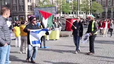 israil bayragi - Hollanda'da Filistin gösterisinde İsrail taraftarından saldırı - AMSTERDAM Videosu