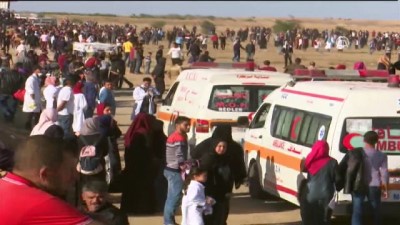 insani kriz - Gazze sınırındaki 'Büyük Dönüş Yürüyüşü' gösterileri devam ediyor (1) - HAN YUNUS Videosu