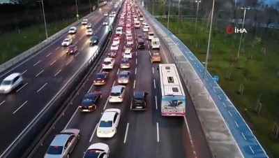 trafik cilesi -  Avrasya Tüneli’nin girişindeki trafik çilesi havadan görüntülendi  Videosu