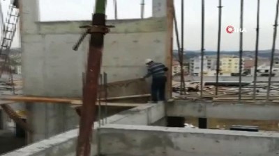 okul insaati -  İnşaat işçisinin 5. kattaki tehlikeli çalışması kamerada  Videosu
