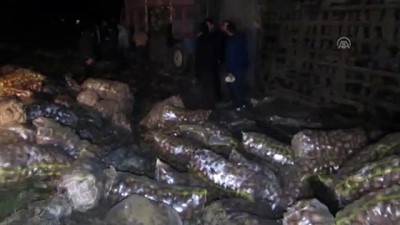 karahisar - Patates yüklü kamyon devrildi: 1 yaralı - AFYONKARAHİSAR  Videosu