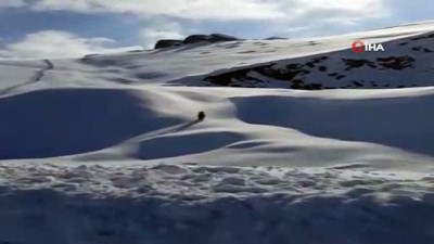 kar yagisi -  Hayvanlarına yem götüren vatandaşın 'kurtla' karşılaştığı anlar kamerada  Videosu