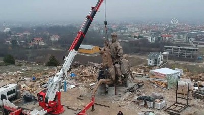 oyaca - Dev Köroğlu heykelinin montajına başlandı - BOLU Videosu