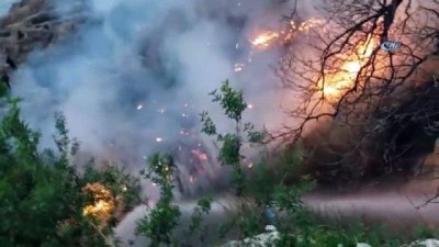  Antalya’da çalılık alan alev alev yandı