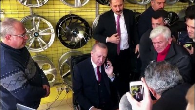 Cumhurbaşkanı Erdoğan, lastikçi esnafını ziyaret etti - ANKARA