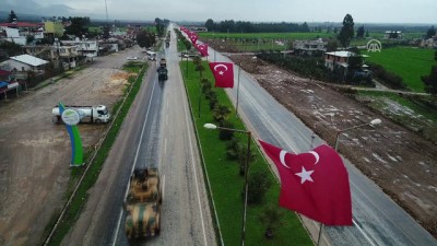 askeri arac - Takviye amaçlı gönderilen zırhlı araçlar Hatay'a ulaştı - Drone görüntüleri  Videosu