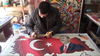hanli -  Cumhurbaşkanı Erdoğan’ı mozaikle resmetti  Videosu