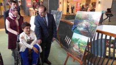 resim sergisi -  Engelli kadın ağzıyla yaptığı tablolardan elde ettiği geliri Mehmetçiğe bağışladı  Videosu
