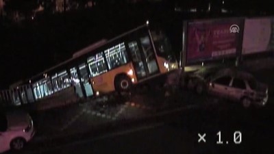 korkuluk - Rampada kayan belediye otobüsü çocuk parkına düştü - Kaza anı - TRABZON  Videosu