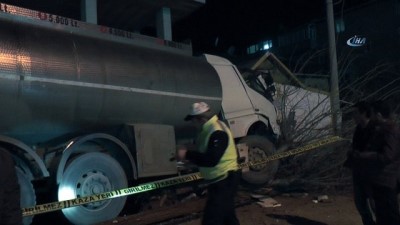 benin -  Freni boşalan tanker bekçi kulübesine girdi Videosu