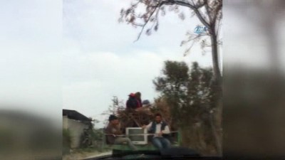 tehlikeli yolculuk -  Traktör römorkunda tehlikeli yolculuk  Videosu
