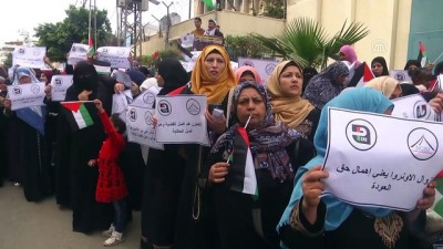 UNRWA'ya uluslararası finansal desteğin devam etmesi talebiyle gösteri - GAZZE 