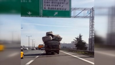 can guvenligi -  İstanbul’da aşırı yüklü kamyon tehlike saçtı  Videosu