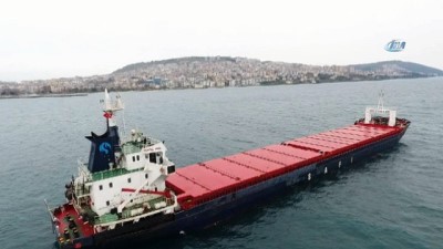 demirli -  Sinop’ta patlama olan gemi liman yakınlarına demirledi...Kuru yük gemisi havadan görüntülendi Videosu