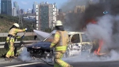 zabita -  TEM Otoyolu’nda otomobil alev alev yandı  Videosu