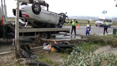 direksiyon -  Üç ağacı devirdi, takla attığı araçtan sağ çıktı Videosu