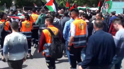 Gazze'de şehit olanlar için Nablus'ta sembolik cenaze töreni - NABLUS