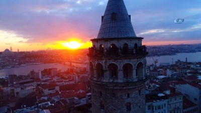 galata kulesi -  Galata Kulesi gün batımı ile havadan görüntülendi  Videosu