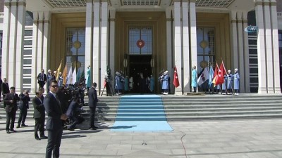 uclu zirve -  Cumhurbaşkanı Erdoğan, İran Cumhurbaşkanı Ruhani’yi Külliyede karşıladı  Videosu