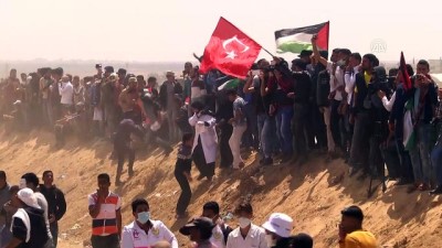 Filistiniler Gazze sınırındaki gösterilerde Türk bayrakları taşıdı - HAN YUNUS